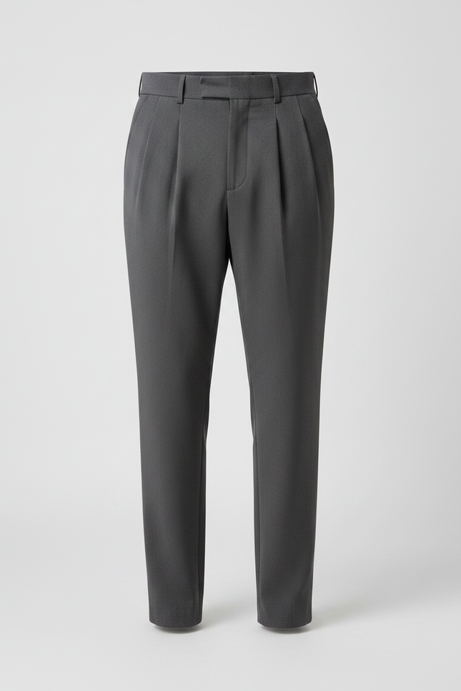Pantalon Gris Plissé Droit Élégant Business Homme - Gabardine - vue 3