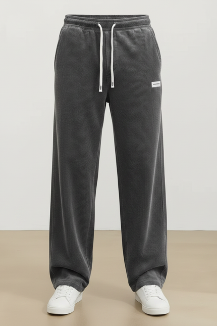 Pantalon Gris Côtelé Ample Décontracté Homme Cordon - Cordé - vue 3