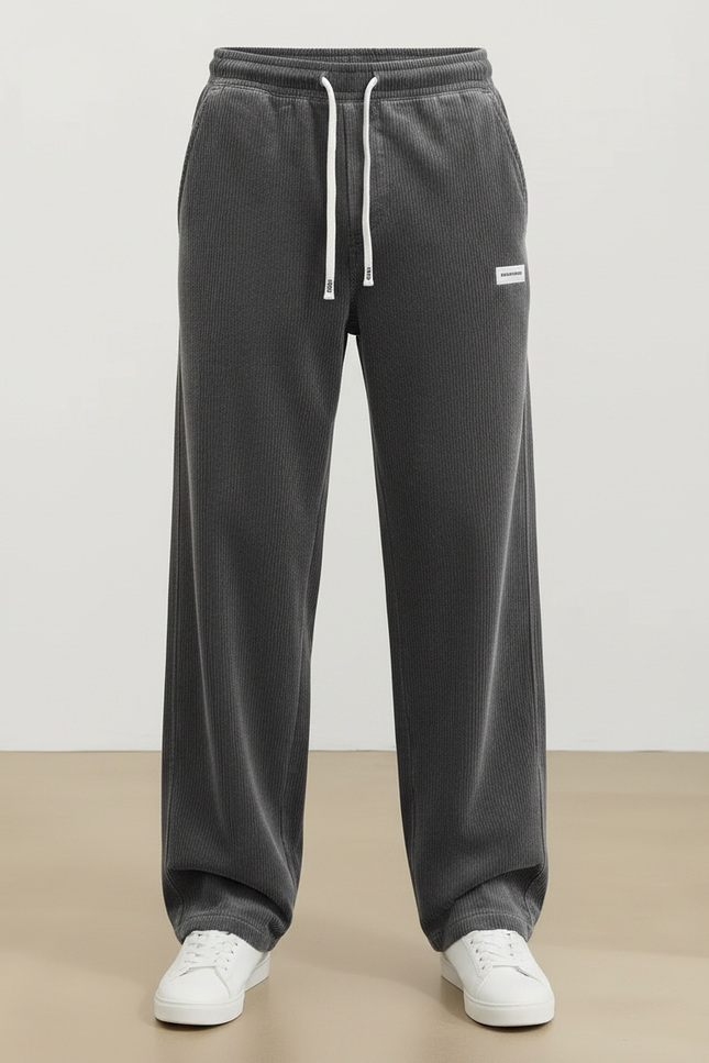 Pantalon Gris Côtelé Ample Décontracté Homme Cordon - Cordé - vue 3