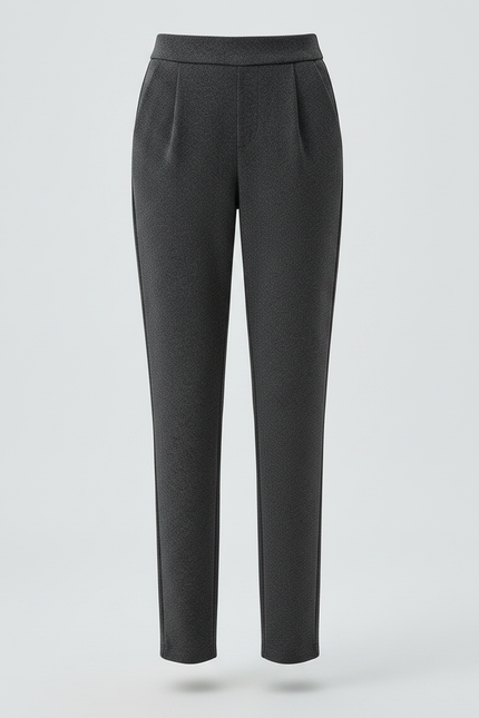 Pantalon Gris Texturé Plissé Slim Élégant Femme - Maille - vue 3