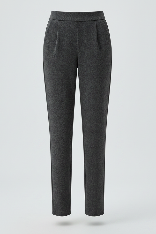 Pantalon Gris Texturé Plissé Slim Élégant Femme - Maille - vue 3