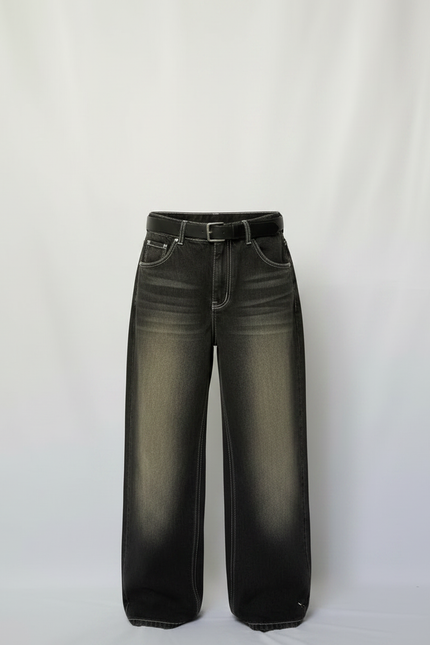 Pantalon Gris Large Décontracté Délavé Unisexe - Jean - vue 3