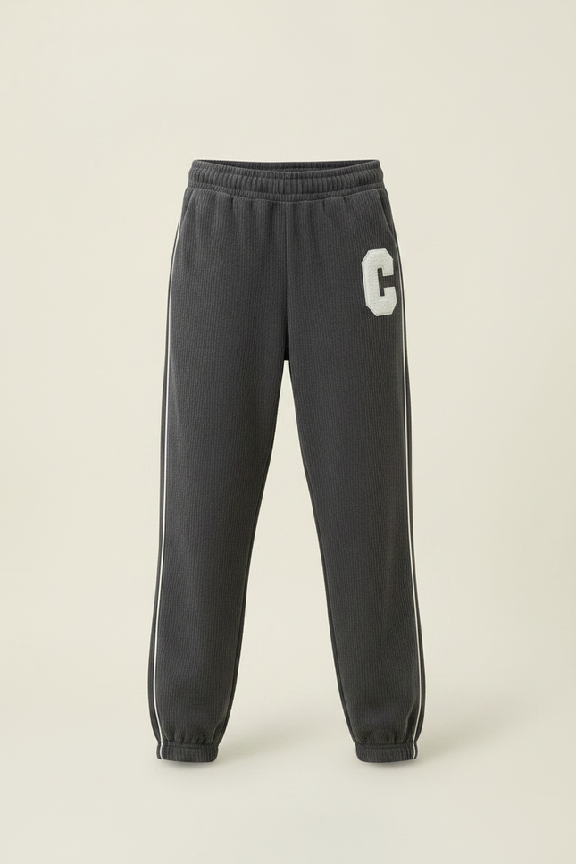 Pantalon Gris Côtelé Ample Décontracté Enfant - Cordé - vue 3