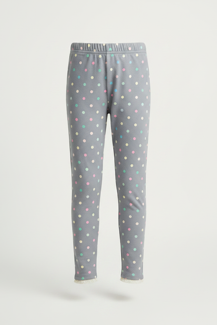 Pantalon Gris À Pois Colorés Dentelle Fille - Molleton - vue 2