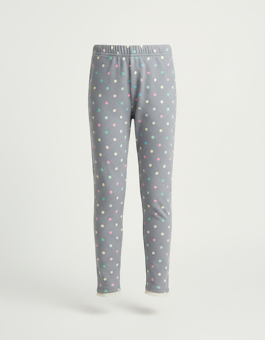 Pantalon Gris À Pois Colorés Dentelle Fille - Molleton - vue 2