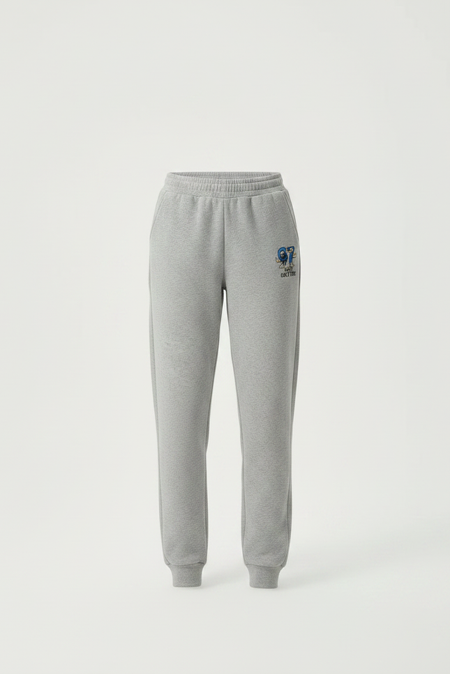 Pantalon Gris Molletonné Imprimé Sport Décontracté Femme - vue 3