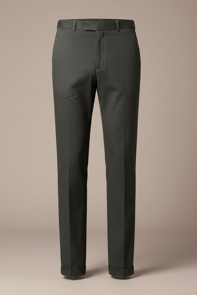 Pantalon Gris Droit Formel Homme Élégant Classique - Kaki Gabardine - vue 3