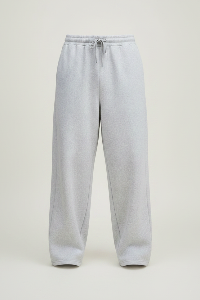 Pantalon Large Gris Clair - Molleton - vue 3