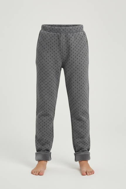 Pantalon Gris Polka Dot Molletonné Chaud Enfant Fille - vue 3