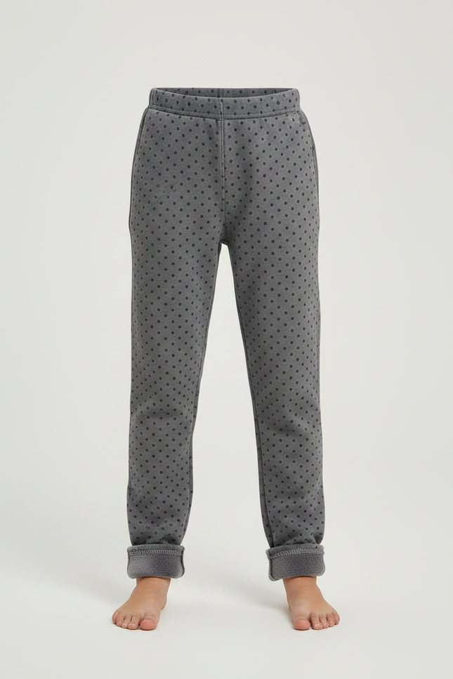 Pantalon Gris Polka Dot Molletonné Chaud Enfant Fille - vue 3