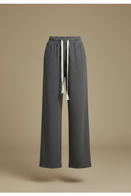 Pantalon Gris Large Décontracté Molletonné Uni Femme - vue 3