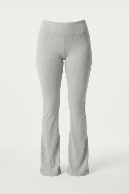 Pantalon Gris Évasé Taille Haute Confortable Sport - Molleton - vue 3