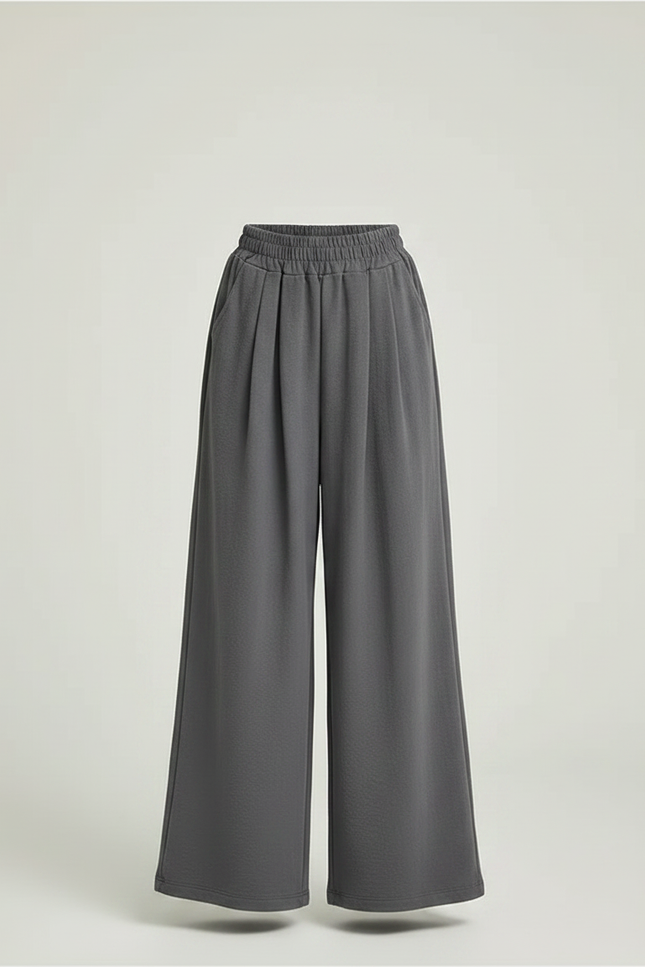 Pantalon Gris Ample Fluide Taille Haute Fille - Viscose - vue 3