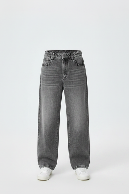 Pantalon Gris Denim Ample Décontracté Garçon - Jean - vue 3