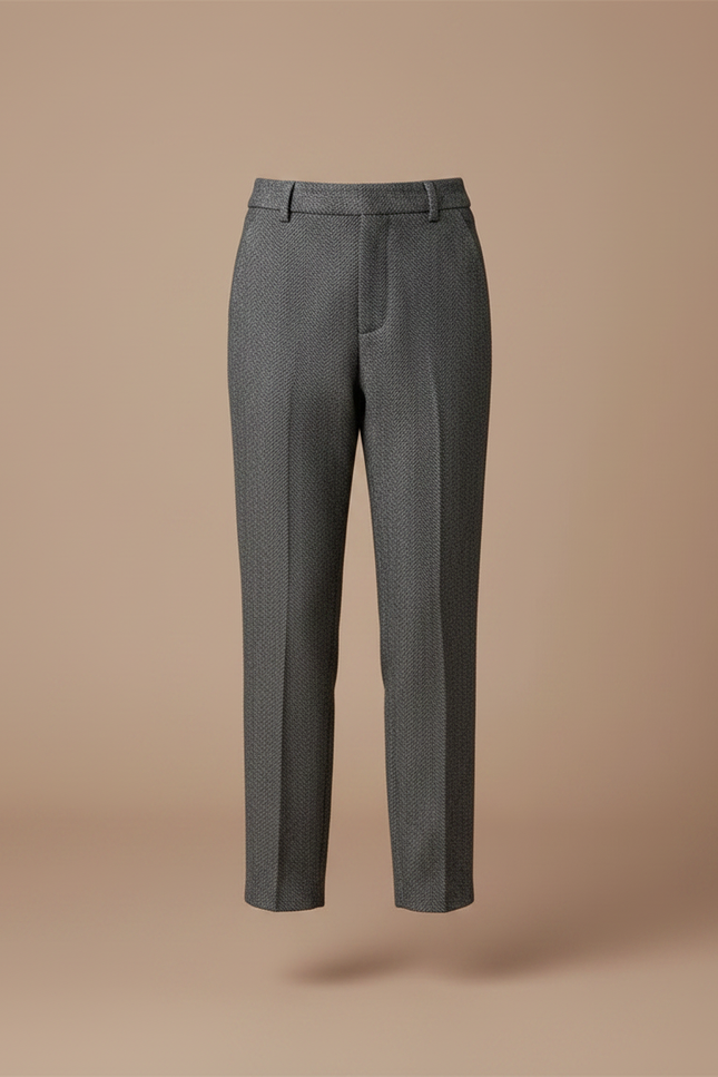 Pantalon Gris Droit Laine Mélange Enfant Elégant - Tweed - vue 3