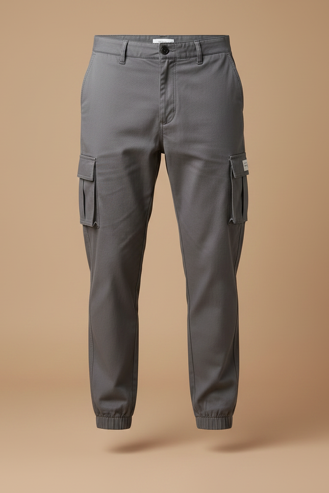 Pantalon Gris Cargo Décontracté Coton Homme Jogger - vue 3