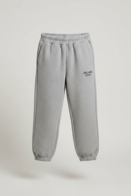 Pantalon Gris Jogging Molletonné Brodé Enfant Décontracté - vue 3