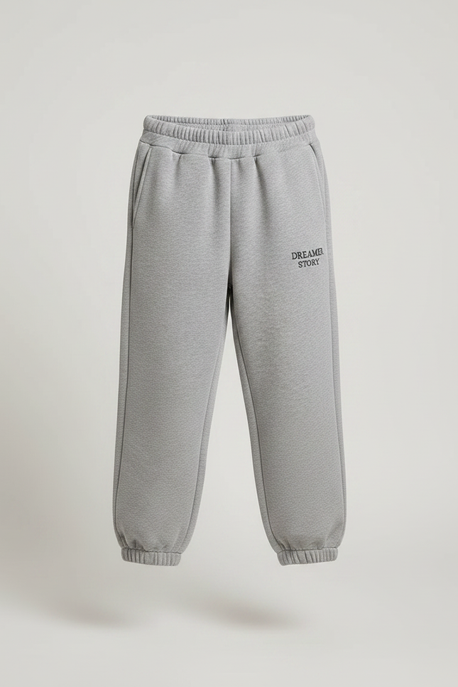 Pantalon Gris Jogging Molletonné Brodé Enfant Décontracté - vue 3