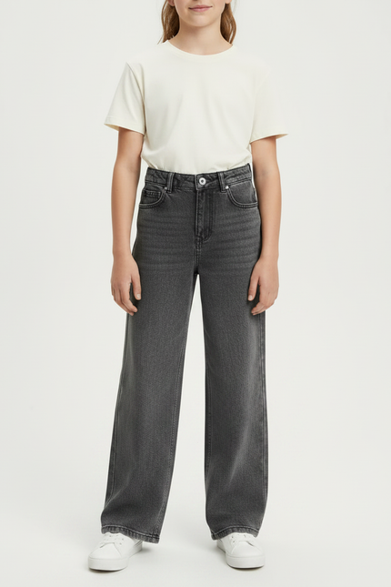 Pantalon Gris Large Décontracté Denim Fille - Jean - vue 3