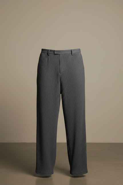 Pantalon Gris Plissé Ample Décontracté Homme Élégant - Polyester - vue 3