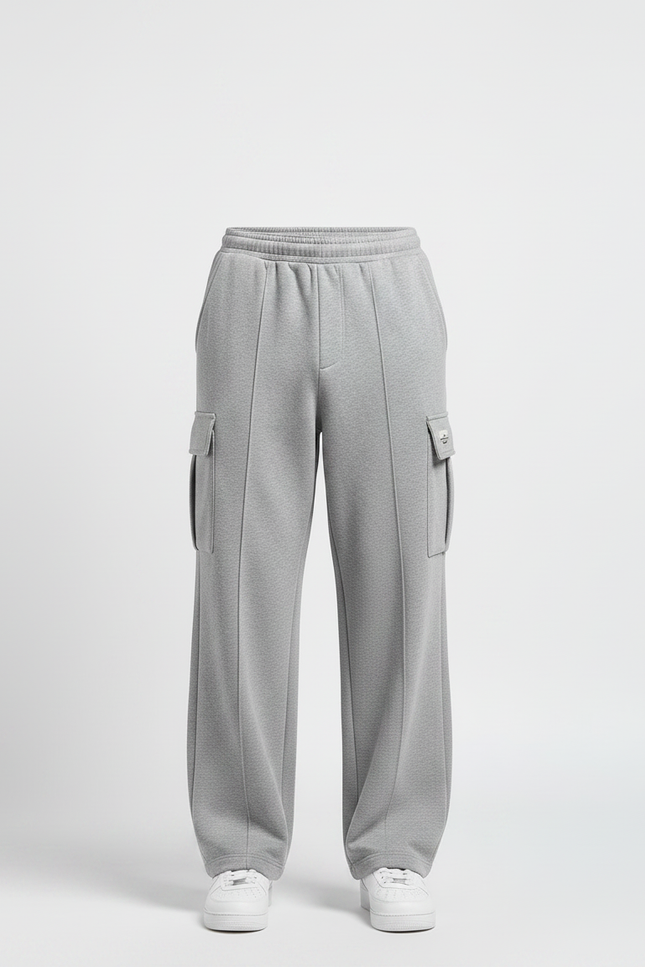 Pantalon Gris Cargo Ample Molletonné Décontracté Homme - vue 3