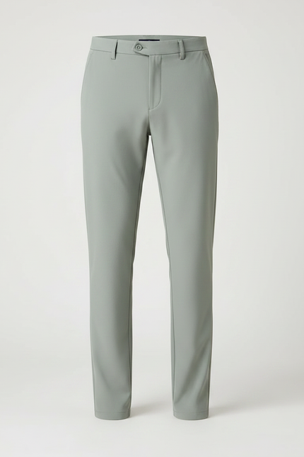 Pantalon Gris Slim Droit Élastique Respirant Décontracté - Vert Polyester - vue 3