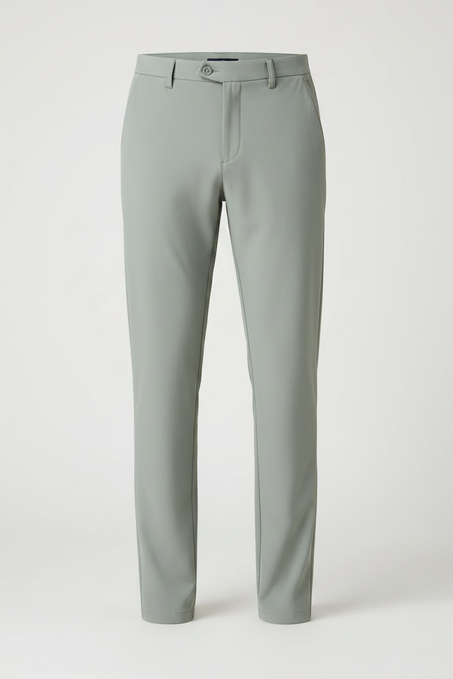 Pantalon Gris Slim Droit Élastique Respirant Décontracté - Vert Polyester - vue 3