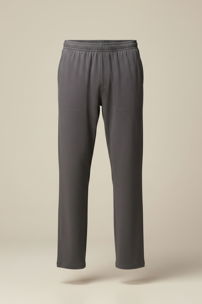 Pantalon Gris Décontracté Fluide Coton Homme Confortable - Maille - vue 3