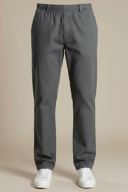 Pantalon Gris Coton Droit Décontracté Homme - vue 3