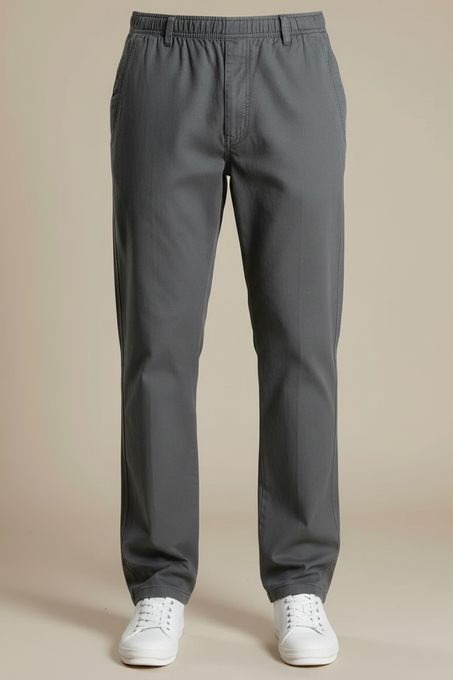 Pantalon Gris Coton Droit Décontracté Homme - vue 3