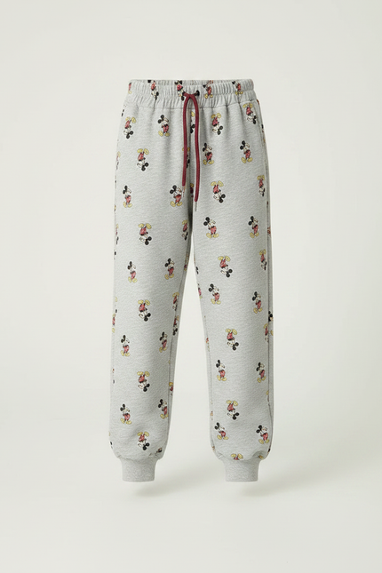 Pantalon Gris Molletonné Imprimé Mickey Décontracté Confortable - vue 3