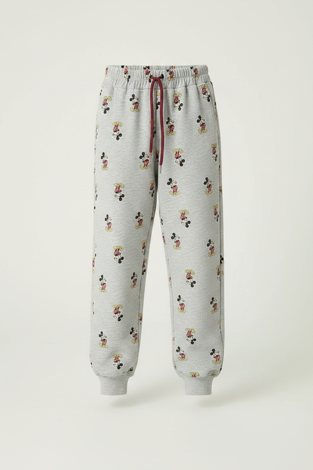 Pantalon Gris Molletonné Imprimé Mickey Décontracté Confortable - vue 3