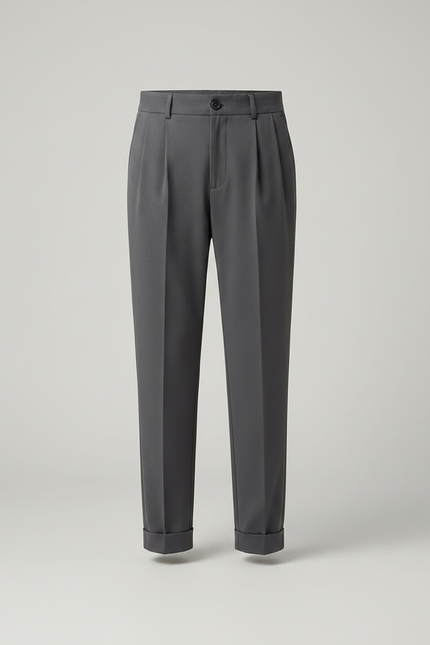 Pantalon Gris Plissé Élégant Décontracté Garçon - Gabardine - vue 3