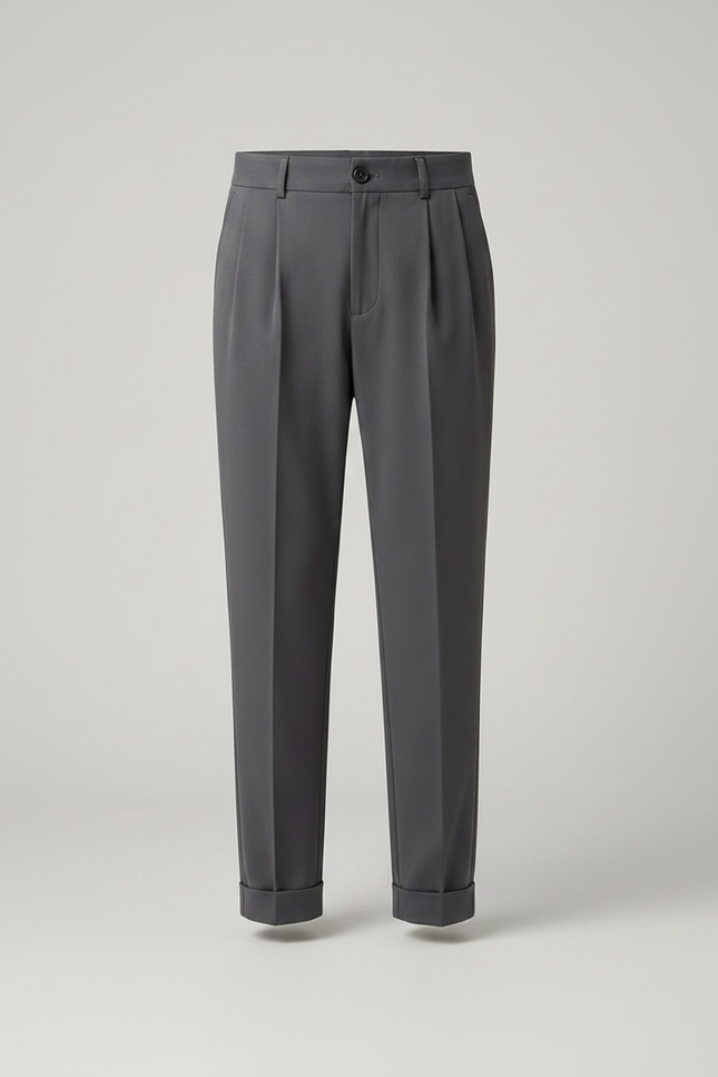 Pantalon Gris Plissé Élégant Décontracté Garçon - Gabardine - vue 3