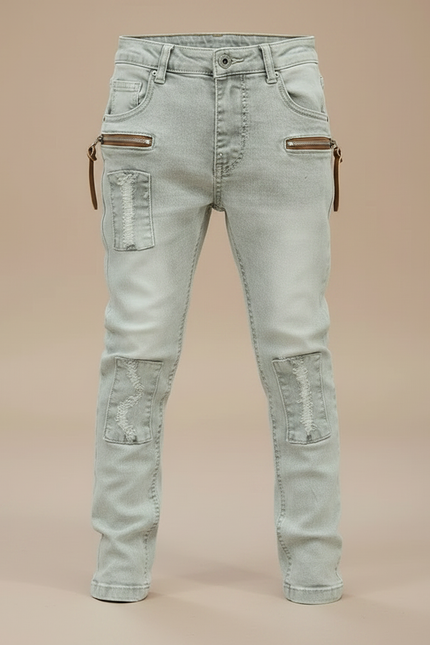 Pantalon Gris Déchiré - Jean - vue 3