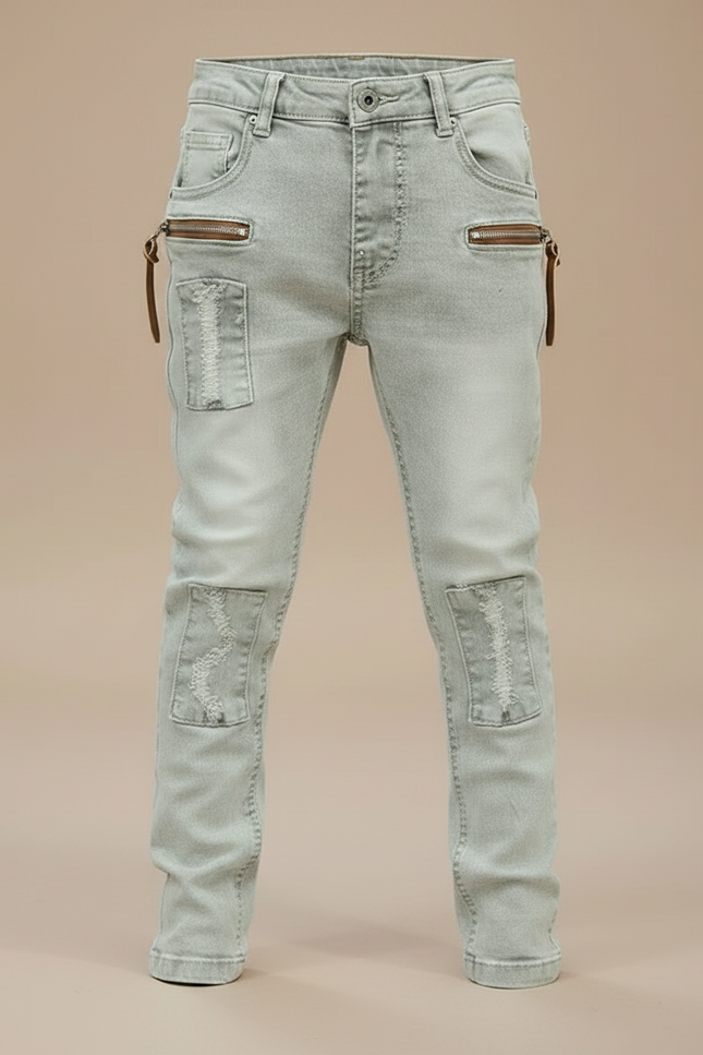 Pantalon Gris Déchiré - Jean - vue 3