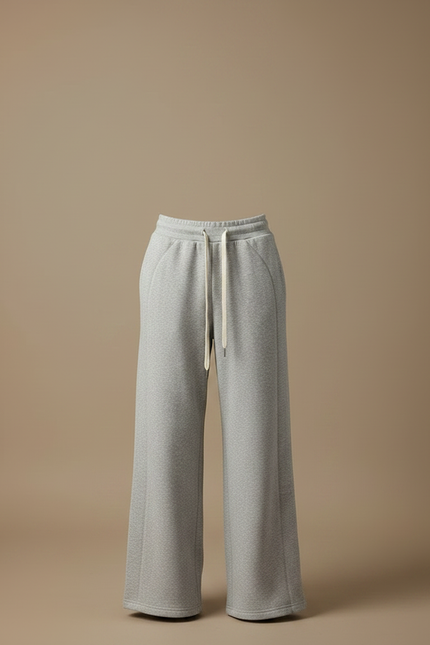 Pantalon Gris Molletonné Ample Décontracté Cordon - vue 3