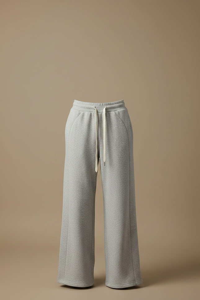 Pantalon Gris Molletonné Ample Décontracté Cordon - vue 3