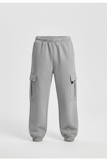 Pantalon Gris Cargo Molletonné Garçon Confortable Sport - vue 3