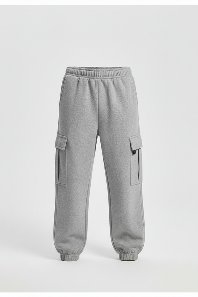 Pantalon Gris Cargo Molletonné Garçon Confortable Sport - vue 3