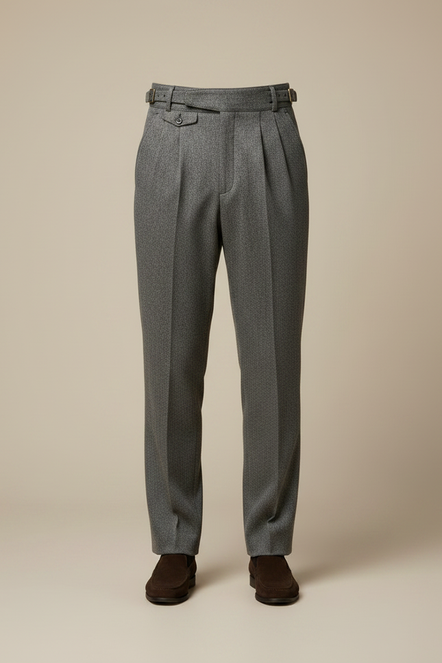 Pantalon Gris Laine Plissé Élégant Décontracté Homme - vue 3