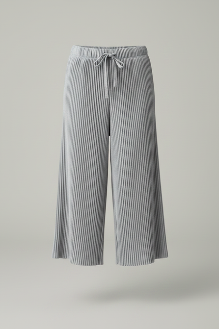 Pantalon Gris Plissé Fluide Cordon Fille - Polyester - vue 3
