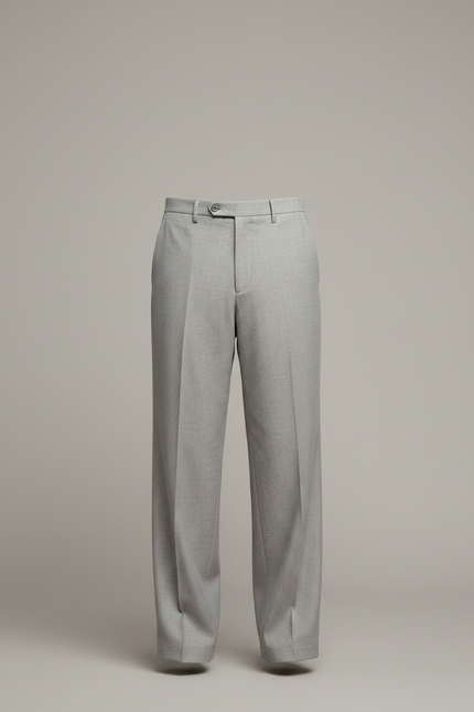 Pantalon Gris Ample Droit Élégant Tissé Homme - Laine - vue 3