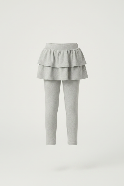 Pantalon Gris Legging Jupe Fille Coton Confortable - vue 3