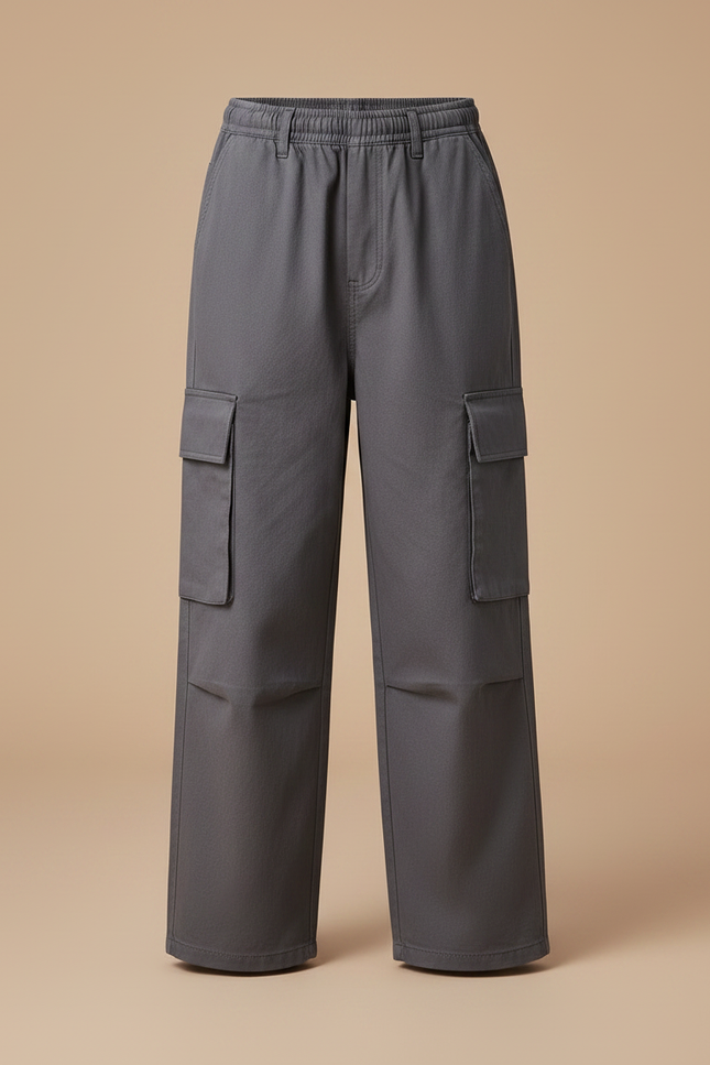 Pantalon Gris Cargo Ample Enfant Fille Décontracté - Toile - vue 3