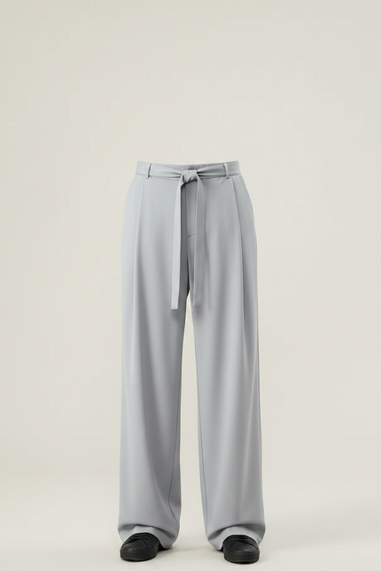 Pantalon Gris Ample Fluide Décontracté Ceinturé Homme - Polyester - vue 3