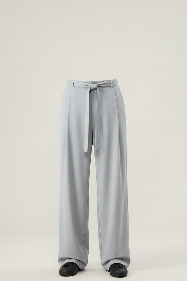 Pantalon Gris Ample Fluide Décontracté Ceinturé Homme - Polyester - vue 3