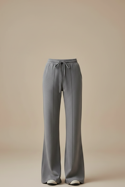 Pantalon Gris Évasé Fluide Cordon Confortable Femme - Molleton - vue 3