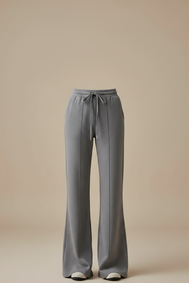 Pantalon Gris Évasé Fluide Cordon Confortable Femme - Molleton - vue 3