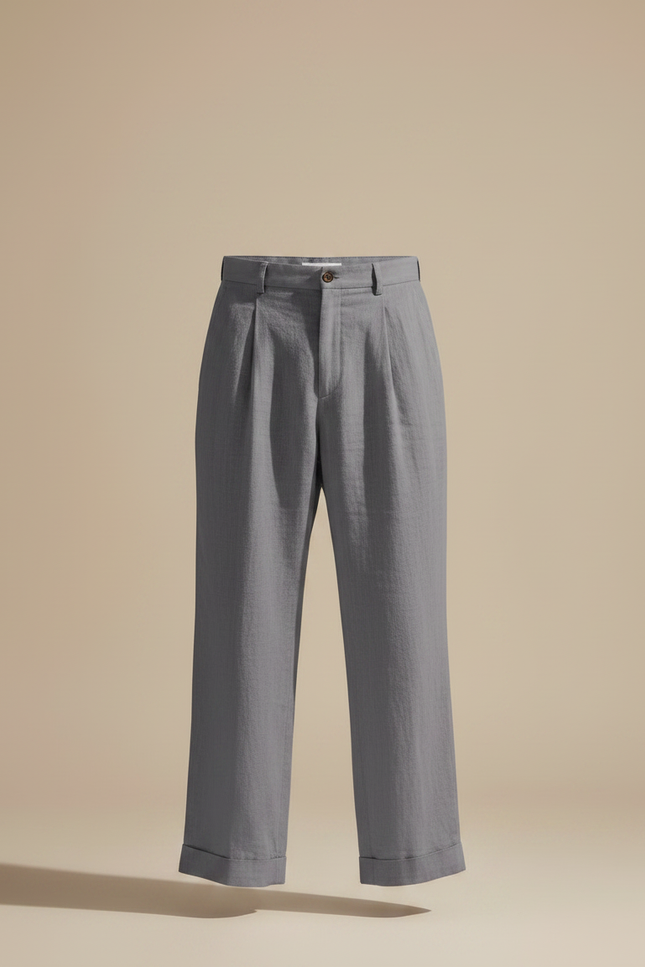 Pantalon Gris Ample Décontracté Lin Homme - vue 3